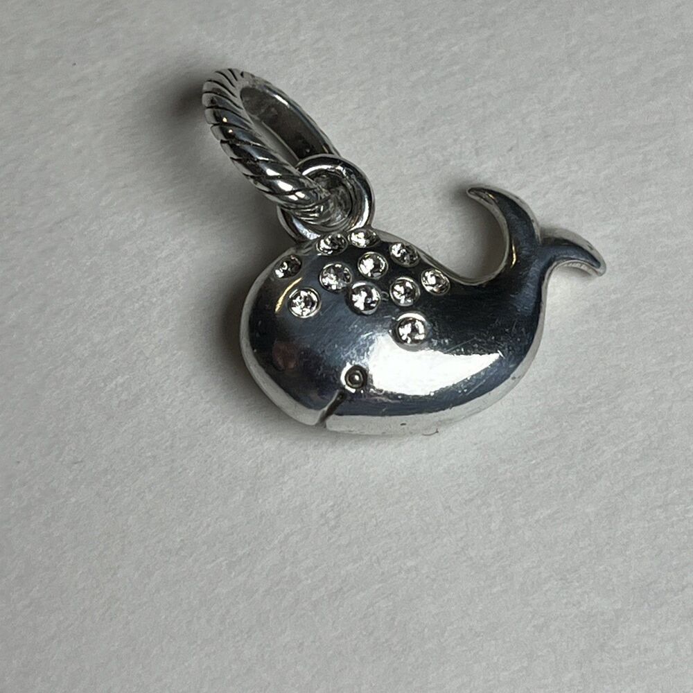 Brighton Humphrey Whale Charm Silver Plate With White Crystal